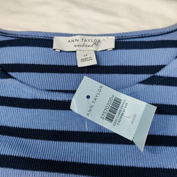 NWT Ann Taylor Weekend Collection Relaxed Sailor Striped Long Sleeve Top Large P - Picture 7 of 11